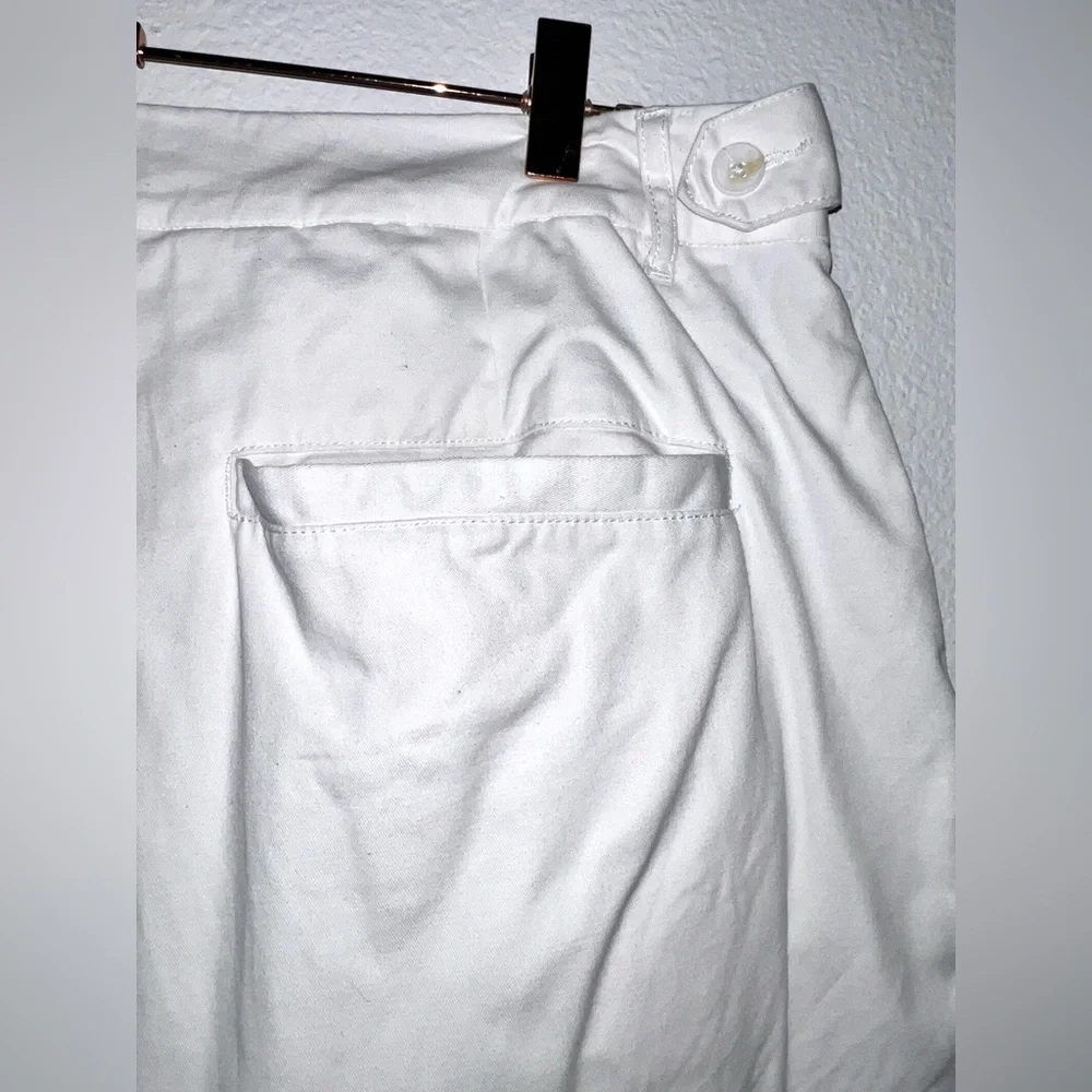 ASOS DESIGN tailored barrel leg white pants high rise belt loops pockets Sz‎ 12